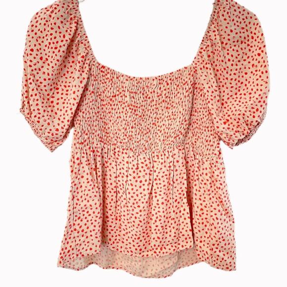 NWT Lush V-neck Puffy Sleeve Polka Dot Blouse Sz S - Picture 2 of 5
